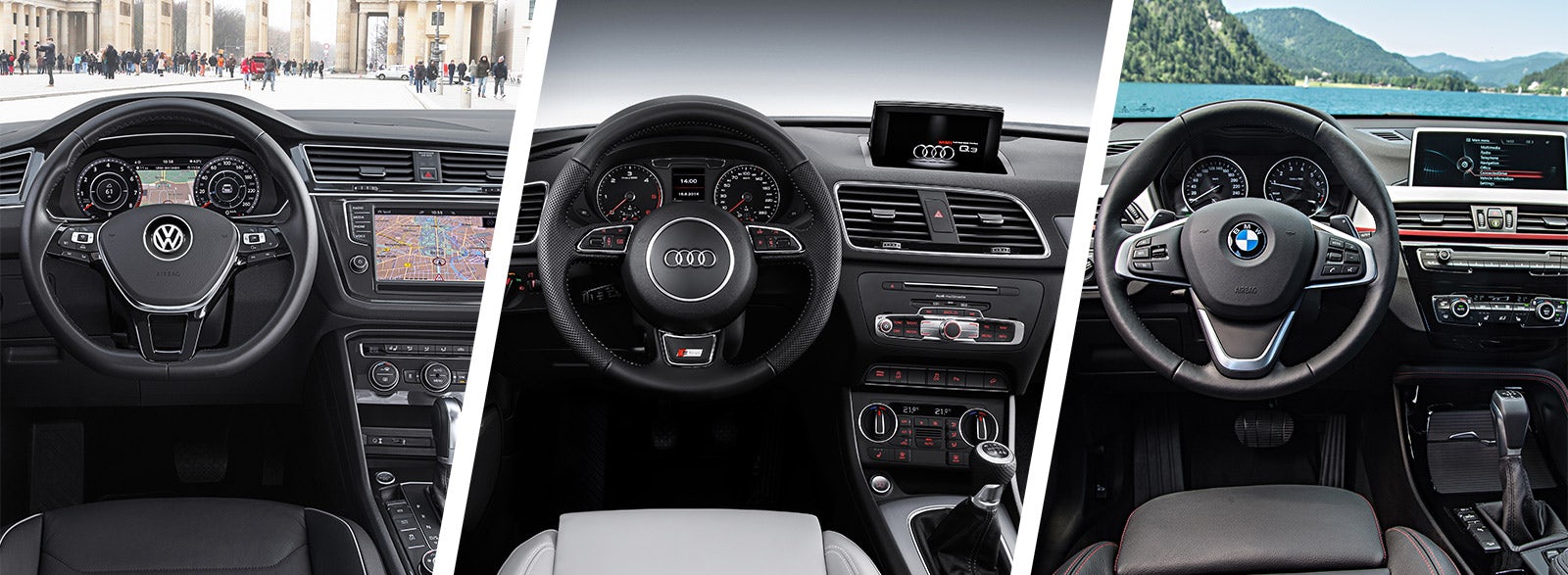 Audi Q3 vs VW Tiguan vs BMW X1 interior dashboard styling